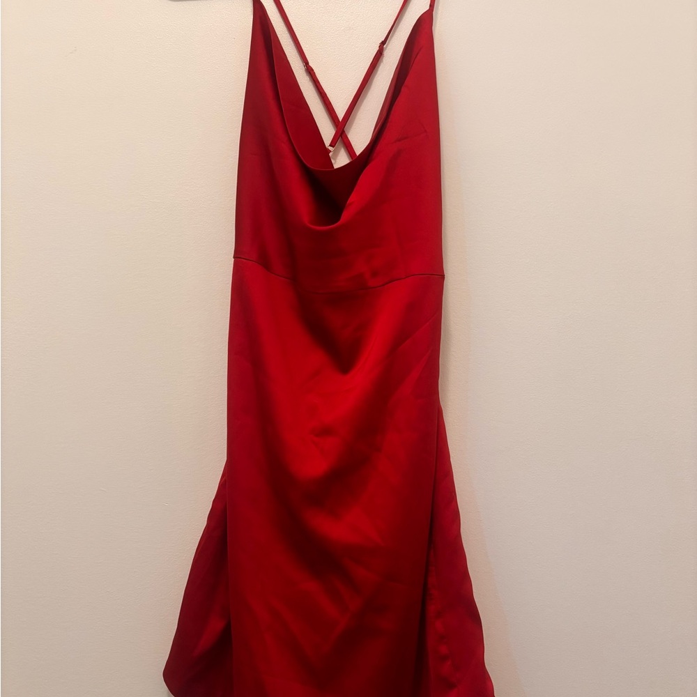 Oh Polly Red Satin Mini Dress - Picture 3 of 4